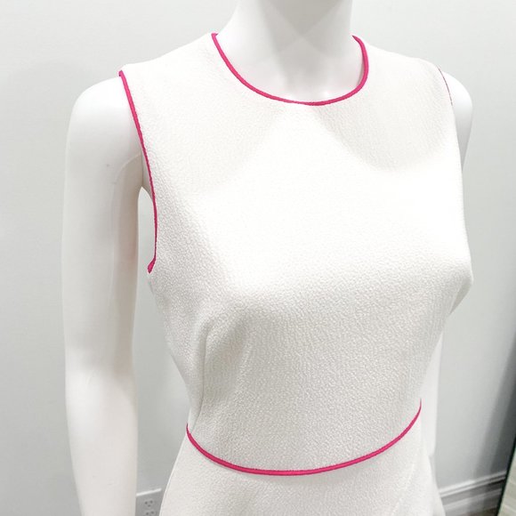 Black Halo Puma Sleeveless Sheath Dress Pebble Crepe White Sugar/Pink Size 8 - Picture 4 of 16